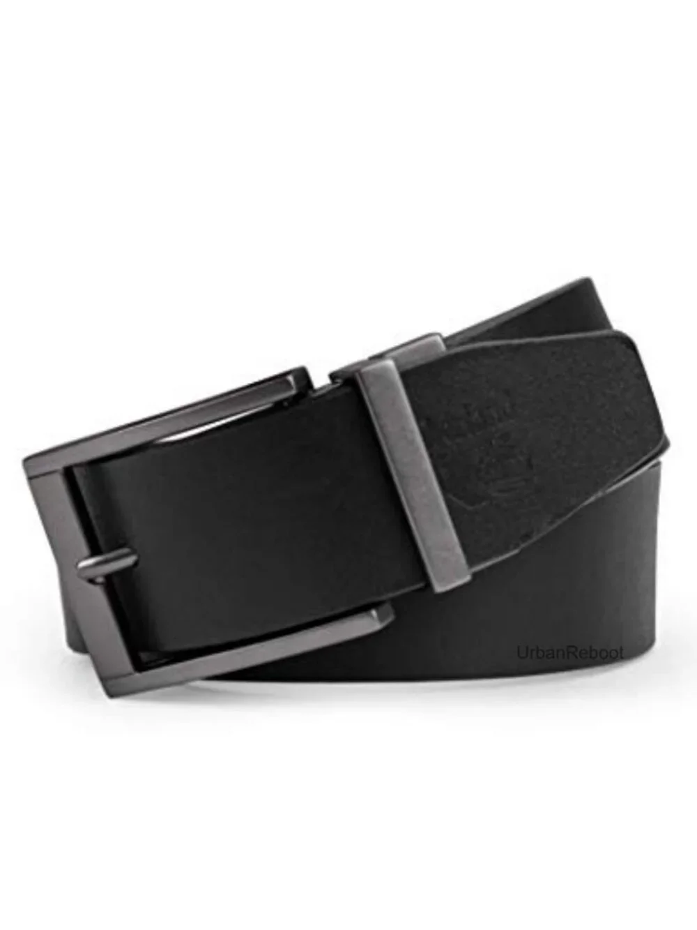 Genuine Leather Reversible Belt with Roller Buckle - Harness Style
